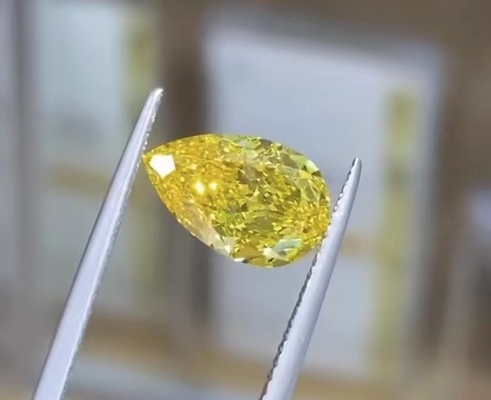 1.16ct Pear Cut Lab Fancy สีเหลืองสดใส HPHT เพชร VS1 ความใส เหมาะสําหรับเครื่องประดับแต่งงาน