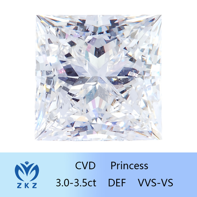 เพชรหลวม CVD Lab Grown Colorless Princess Shape 3ct~3.4ct เพชรสังเคราะห์พร้อมใบรับรอง IGI