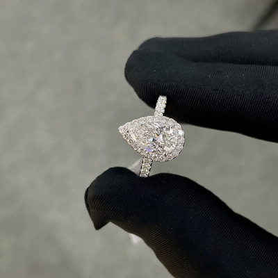 แหวนผู้หญิงเพชรสีขาว 18k 1.53ct E VS1 รูปทรงเพชรเพชรเต็มเพชร
