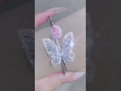 สร้อยข้อมือเพชรสีชมพูทรงโอวาล สร้อยข้อมือเพชรแบบโลส ทําจากห้องปฏิบัติการ