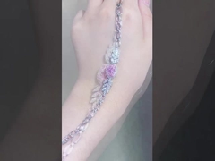 สร้อยข้อมือเพชร สร้อยข้อมือปลูกเพชร การผลิตเครื่องประดับ สร้อยข้อมือเพชรสีชมพู รูปทรงโอวาล